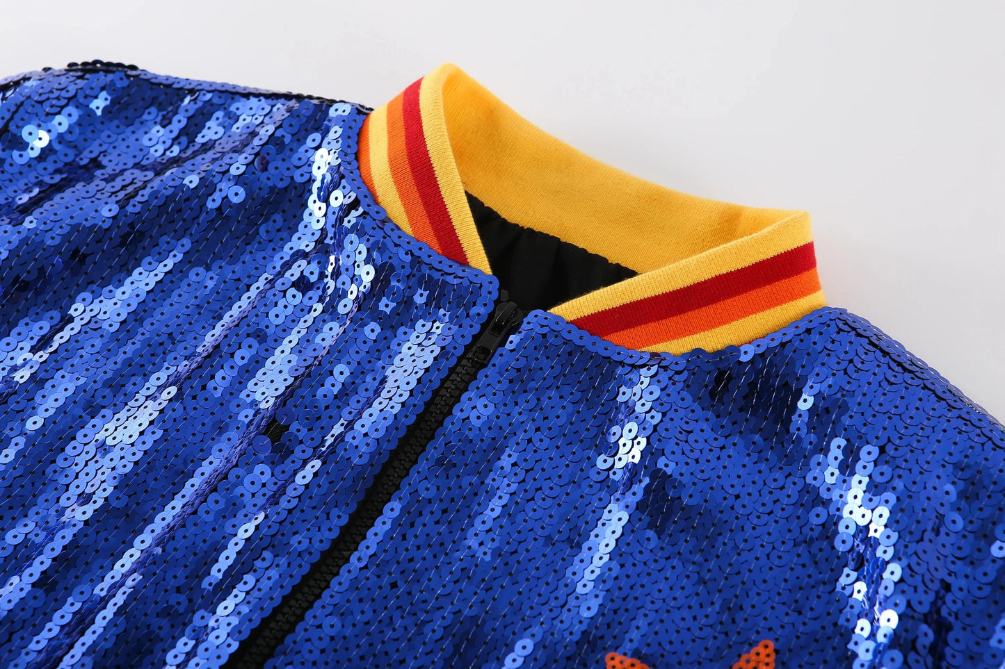 one size / 1 custom astros stand-up collar fashion short zipper coat sequins girl's plus size sports uniform women sequins jacket