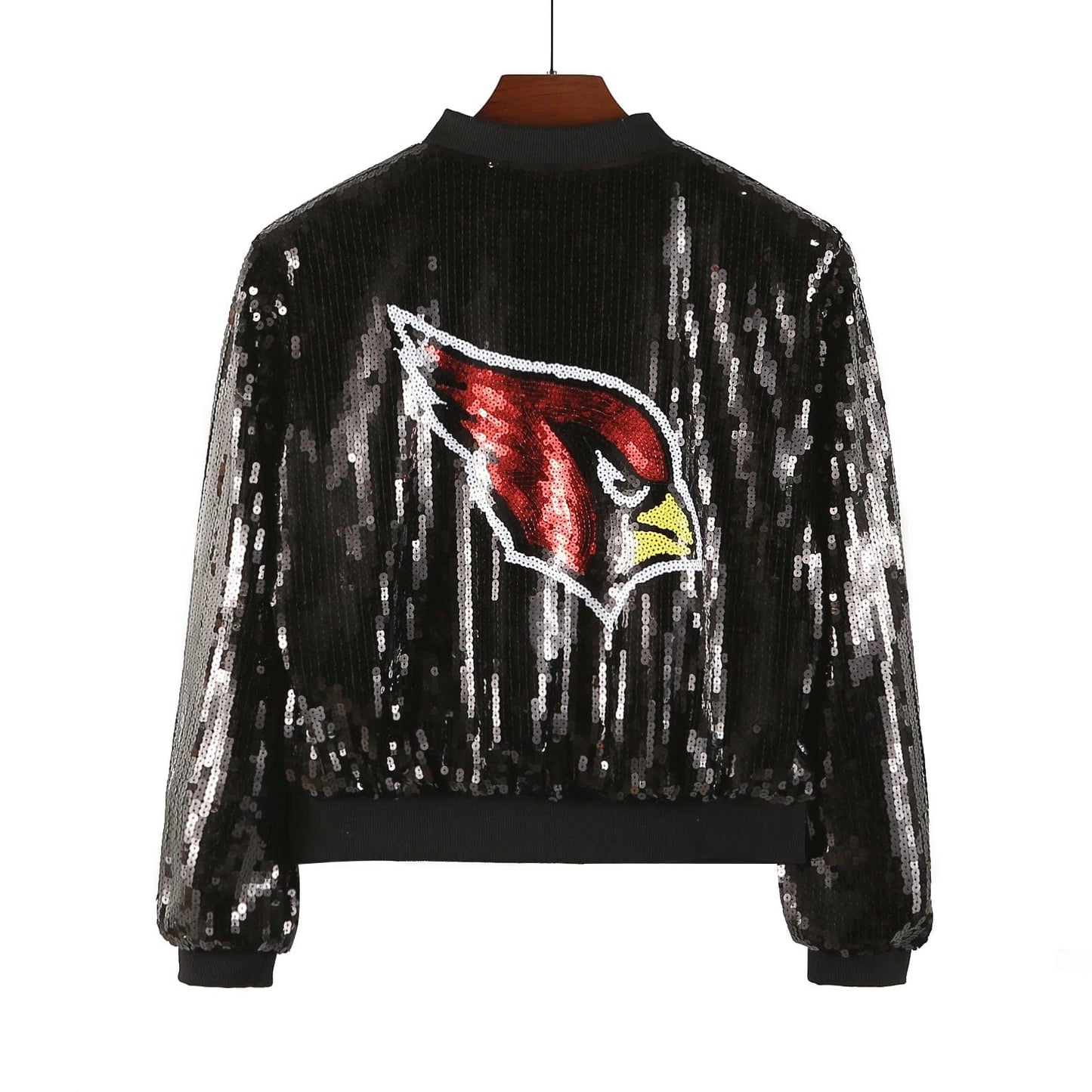 one size / 1 custom nfl cardinals stand-up collar sequins girl's plus size sports baseball uniform women sequins jacket