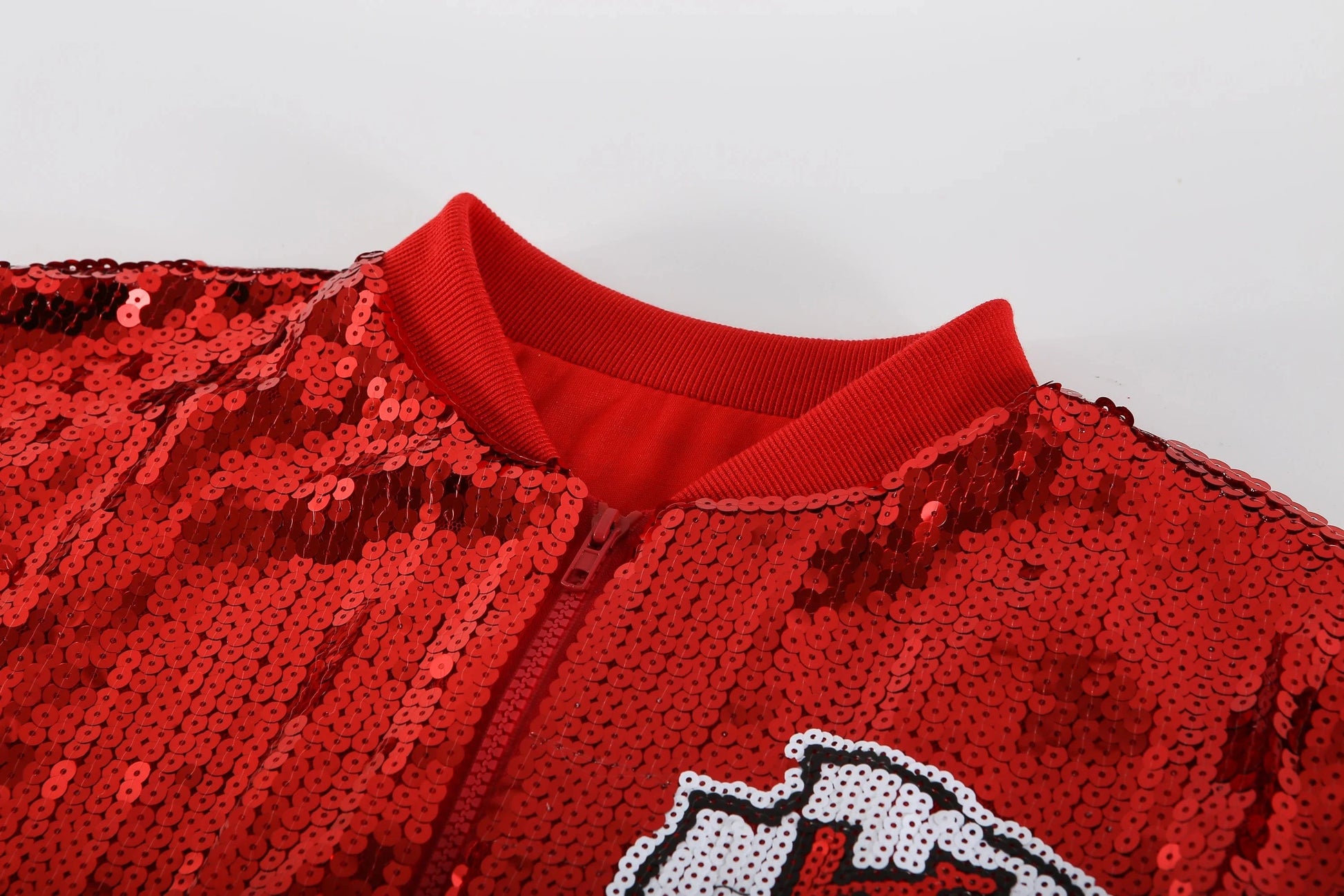 one size / 1 custom nfl chiefs stand-up collar sequins girl's plus size sports baseball uniform women sequins jacket