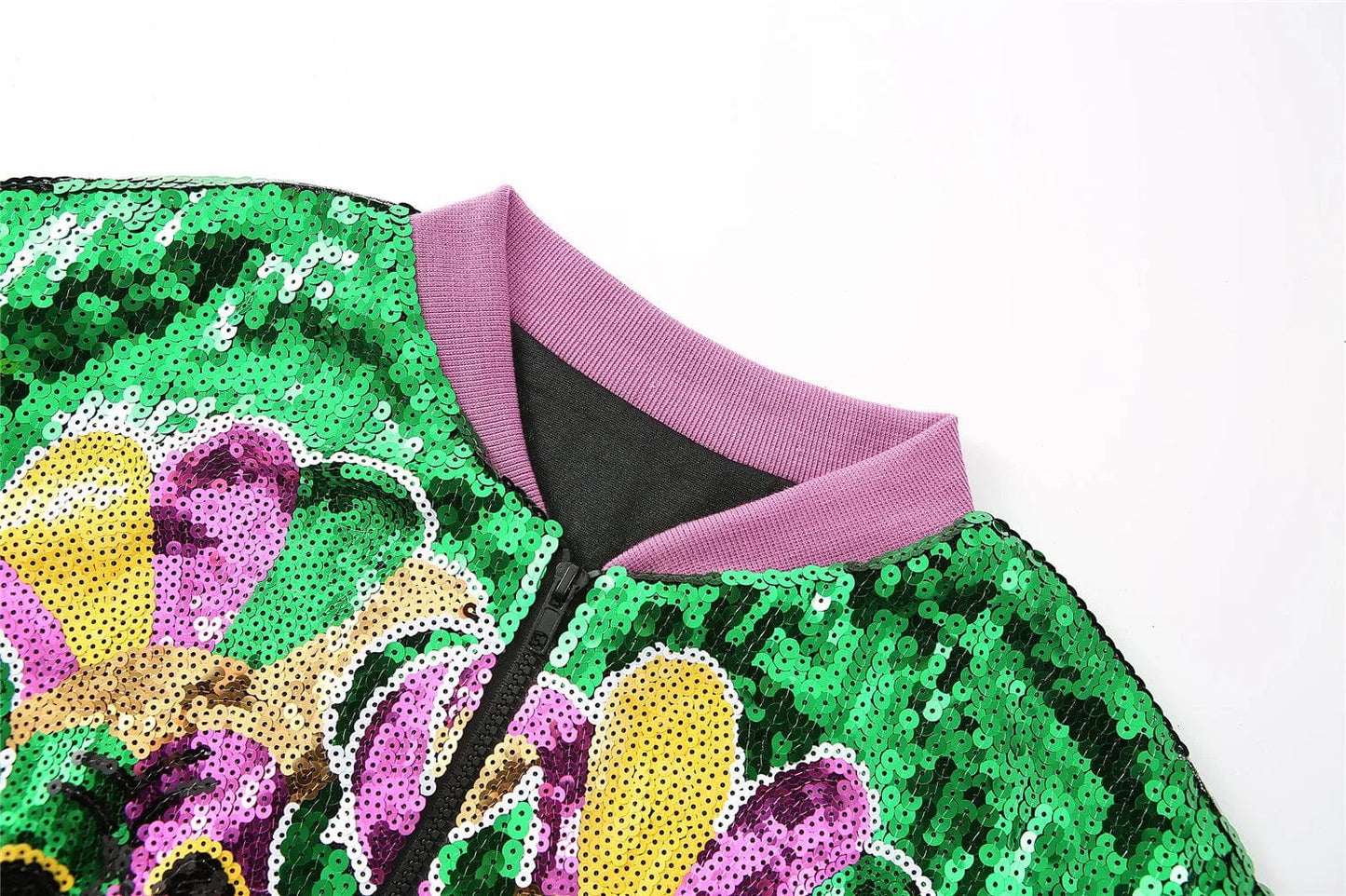 one size / 1 custom plus size stand-up collar short zipper coat sequins girl's mardi gras women sequins jacket