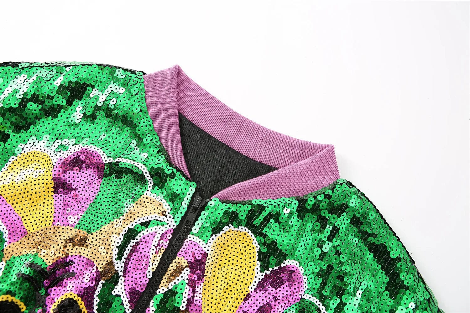 one size / 1 custom plus size stand-up collar short zipper coat sequins girl's mardi gras women sequins jacket