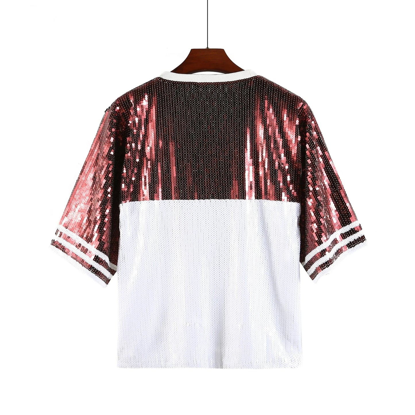 one size / 1 / Polyester Oversize plus size ATM Women Casual Fashion Bling Sequins T-Shirts Girl's Sexy Loose Short Sleeve sequins t shirt