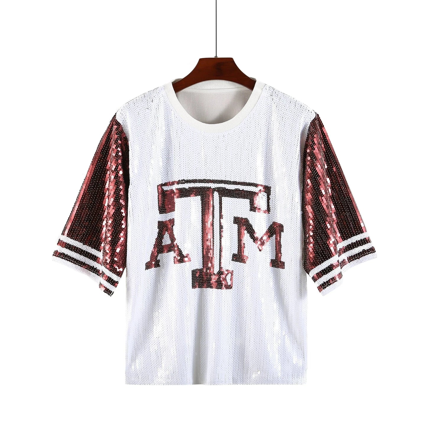 one size / 1 / Polyester Oversize plus size ATM Women Casual Fashion Bling Sequins T-Shirts Girl's Sexy Loose Short Sleeve sequins t shirt