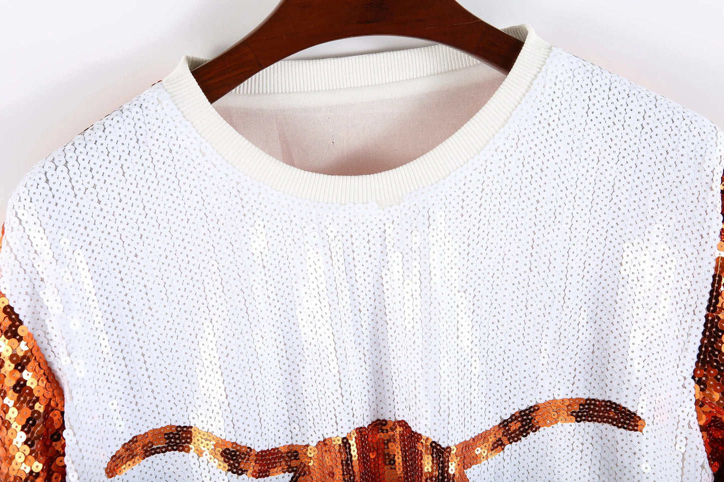 one size / 1 / Polyester Oversize plus size longhorn Women Casual Fashion Bling Sequins T-Shirts Girl's Sexy Loose Short Sleeve sequins t shirt