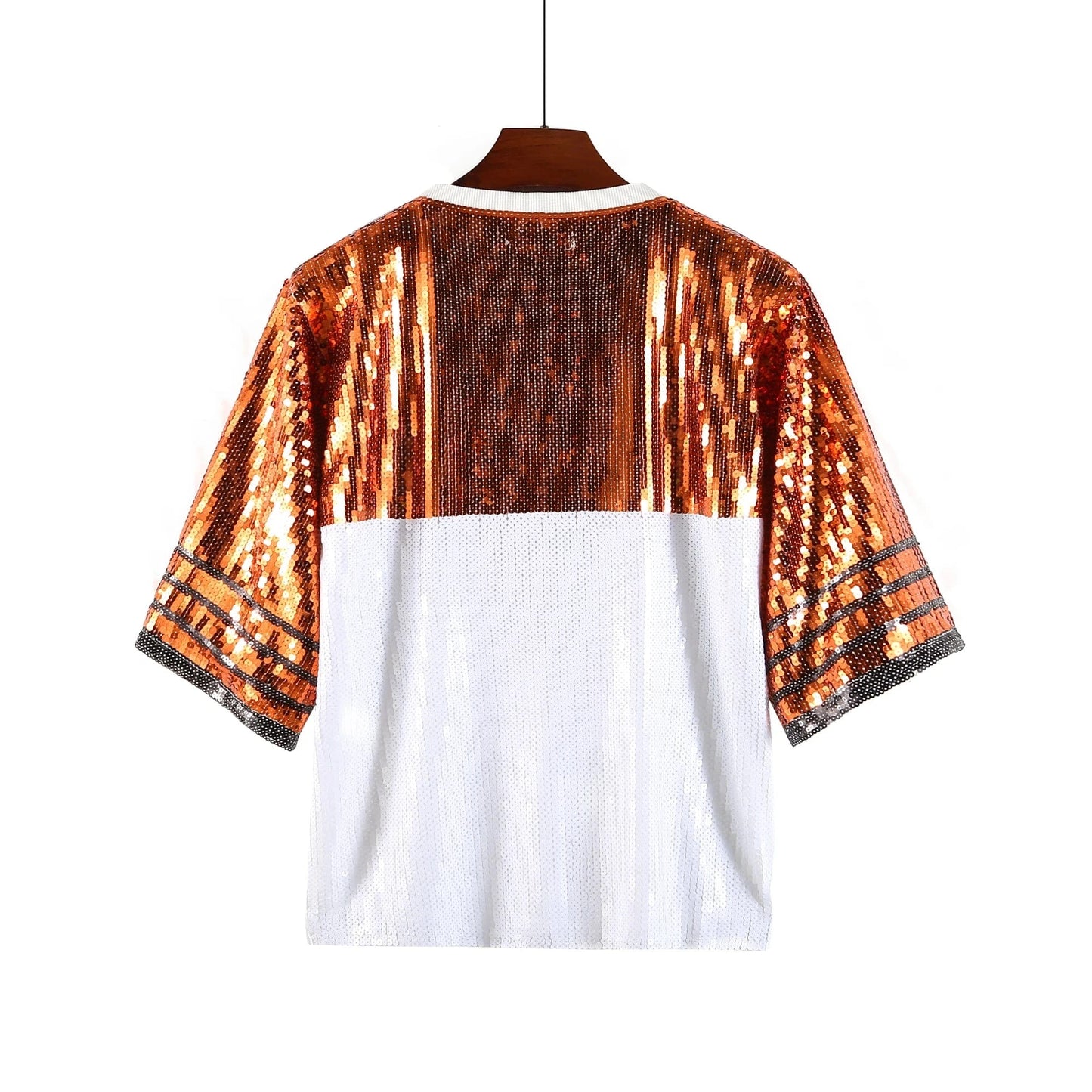 one size / 1 / Polyester Oversize plus size longhorn Women Casual Fashion Bling Sequins T-Shirts Girl's Sexy Loose Short Sleeve sequins t shirt