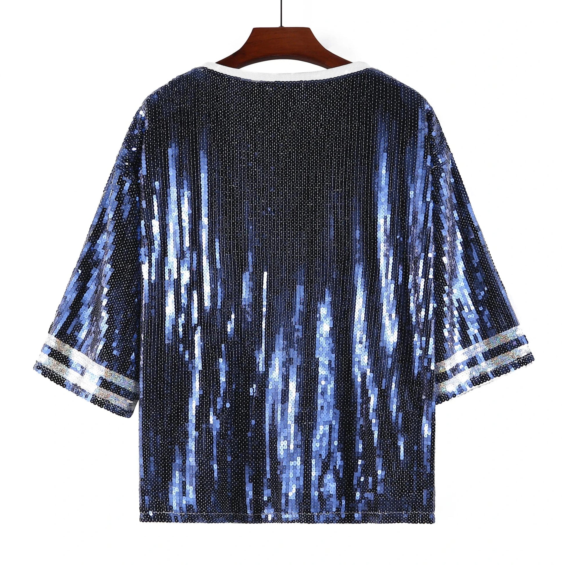 one size / 1 / Polyester Oversize plus size Nfl cowboys Women Casual Fashion Bling Sequins T-Shirts Girl's Sexy Loose Short Sleeve sequins t shirt