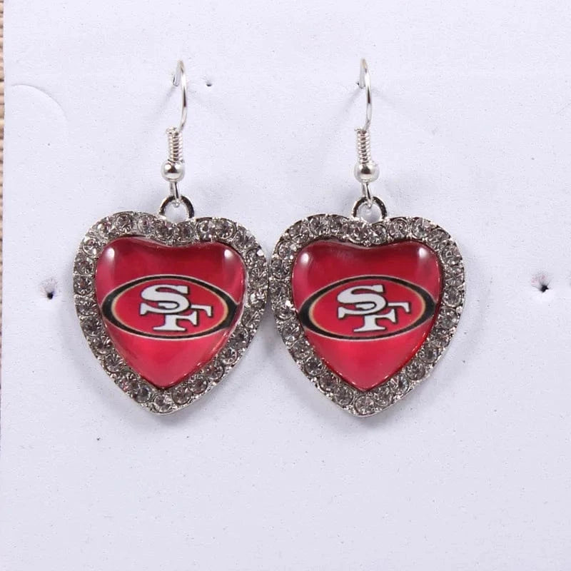 one size / 49ers 2022 new football teams series women stainless steel earrings accessories heart statement earrings cute girl hoop earrings