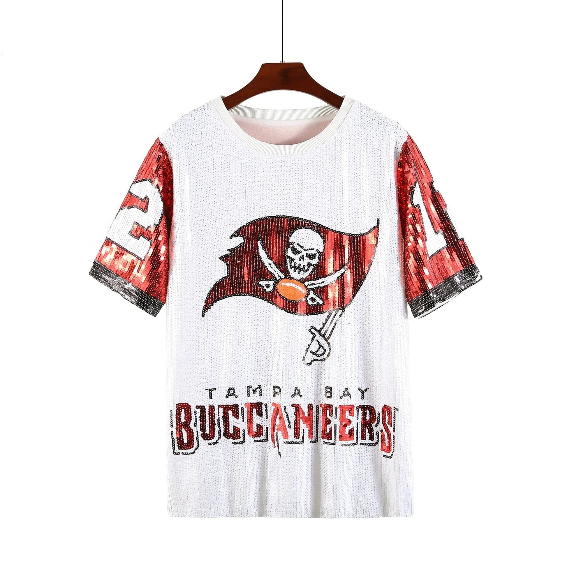 one size / 49ers hot sale Style  Party Dresses NFL buccaneers design fashion casual dress Women sequins t shirt dress