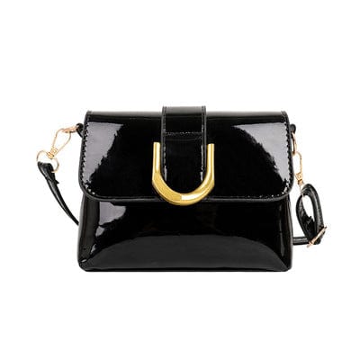 one size / black Fashion Glossy Women PU Mini Shoulder Bags Cross Body Bags Pure Color Handbag For Ladies