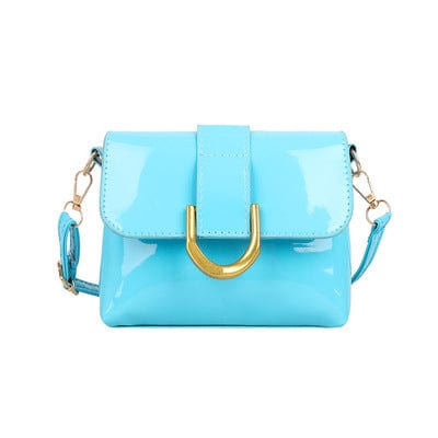 one size / Blue Fashion Glossy Women PU Mini Shoulder Bags Cross Body Bags Pure Color Handbag For Ladies