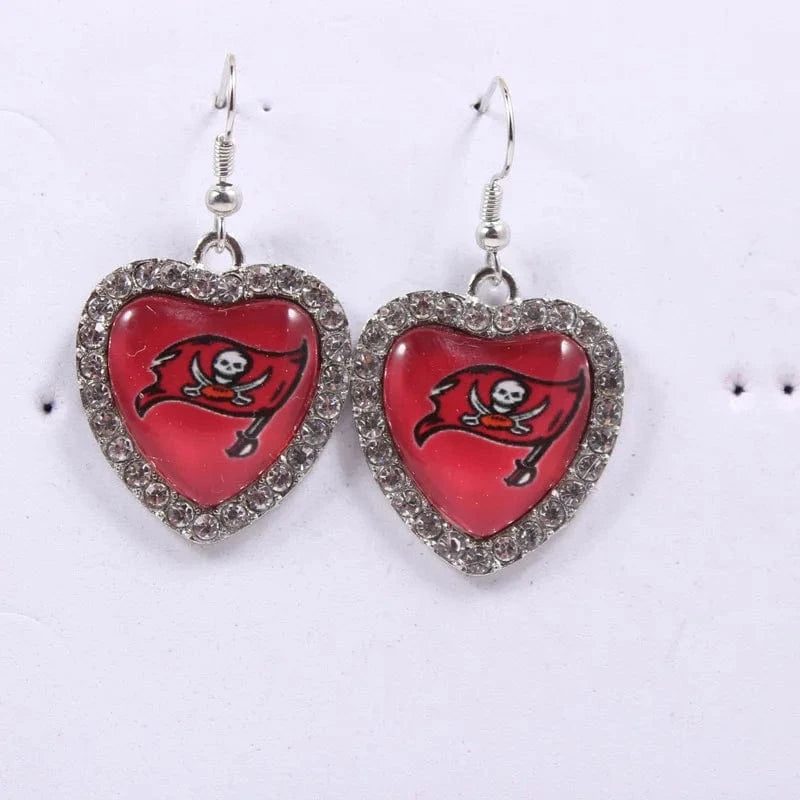 one size / buccaneers 2022 new football teams series women stainless steel earrings accessories heart statement earrings cute girl hoop earrings