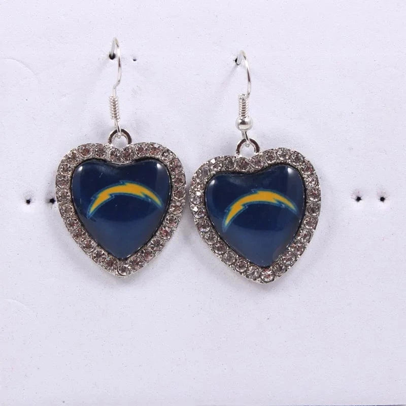 one size / chargers 2022 new football teams series women stainless steel earrings accessories heart statement earrings cute girl hoop earrings
