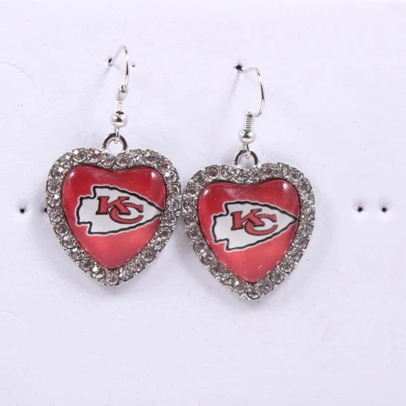 one size / chiefs 2022 new football teams series women stainless steel earrings accessories heart statement earrings cute girl hoop earrings