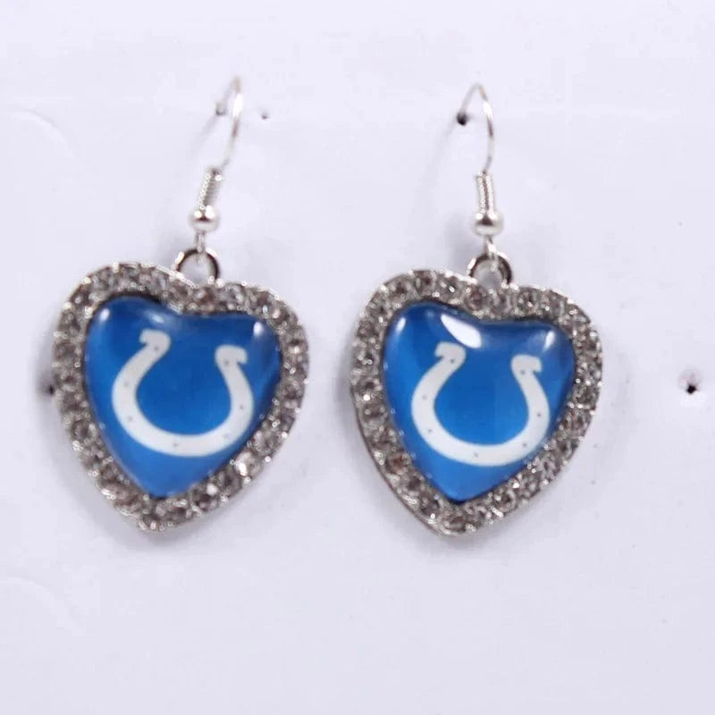 one size / colts 2022 new football teams series women stainless steel earrings accessories heart statement earrings cute girl hoop earrings