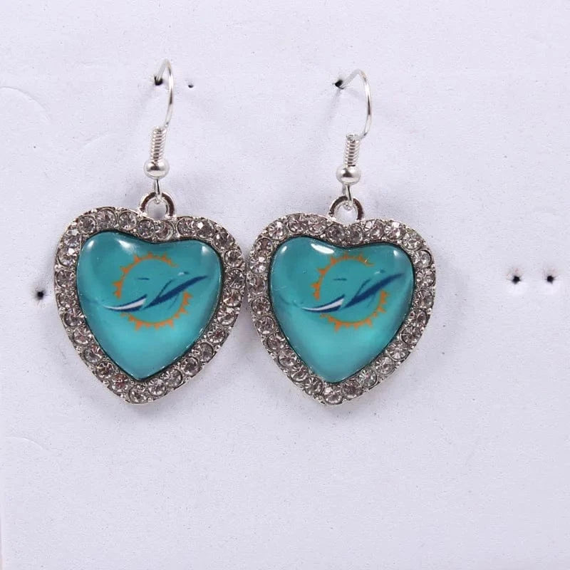 one size / dolphines 2022 new football teams series women stainless steel earrings accessories heart statement earrings cute girl hoop earrings