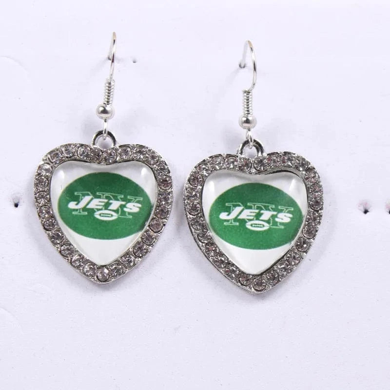 one size / jets 2022 new football teams series women stainless steel earrings accessories heart statement earrings cute girl hoop earrings