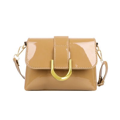 one size / Kakki Fashion Glossy Women PU Mini Shoulder Bags Cross Body Bags Pure Color Handbag For Ladies