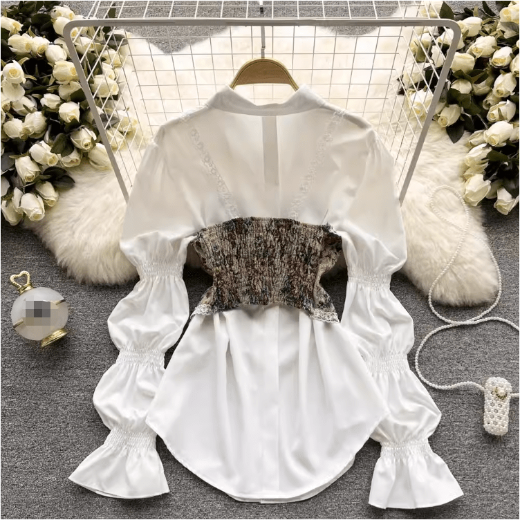 One size New Design Feeling Retro Pattern Strap Wearing Small Vest, Medium Length A-line Poached Shirt Skirt 2-piece set