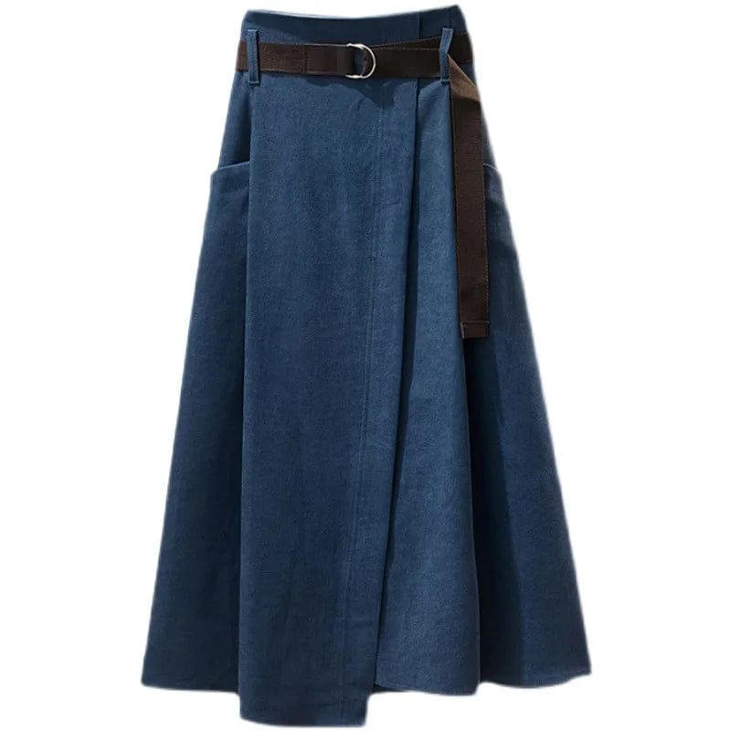 One size New High Waist Umbrella skirt Large Swing Long skirt  Irregular Loose A-line Half length Straight  skirt  +Belt
