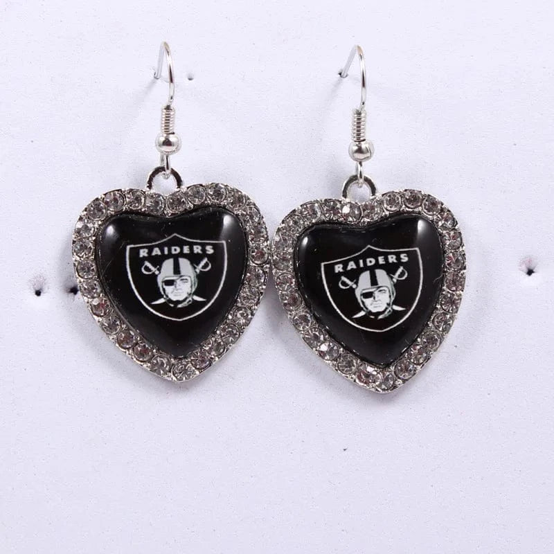 one size / raiders 2022 new football teams series women stainless steel earrings accessories heart statement earrings cute girl hoop earrings