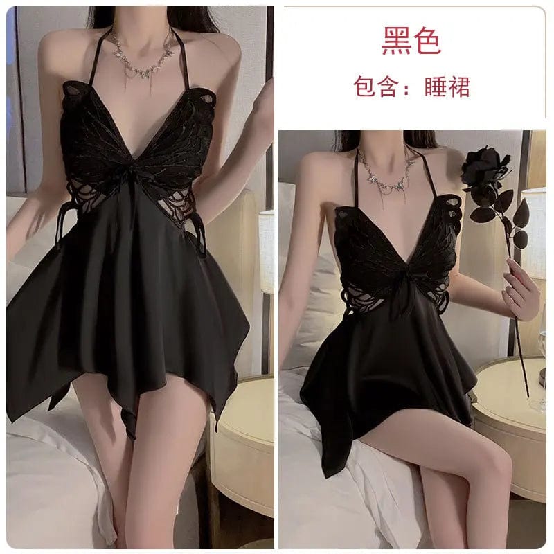 One size sexy ice silk Floral pajamas Add a chest pad to gather a bow shaped nightgown Outer robe and home clothing