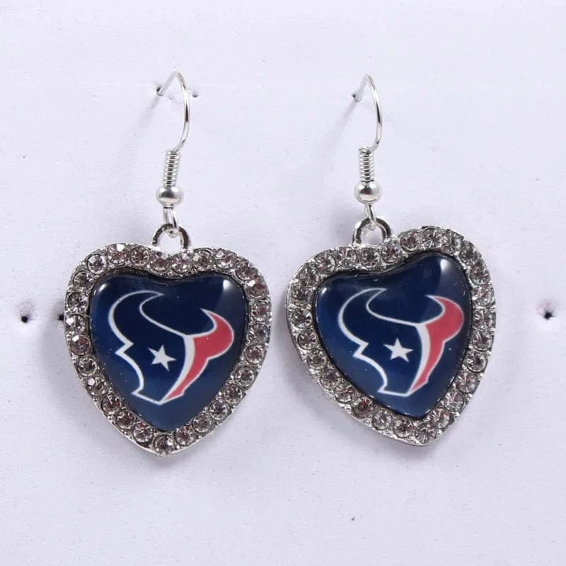 one size / texans 2022 new football teams series women stainless steel earrings accessories heart statement earrings cute girl hoop earrings