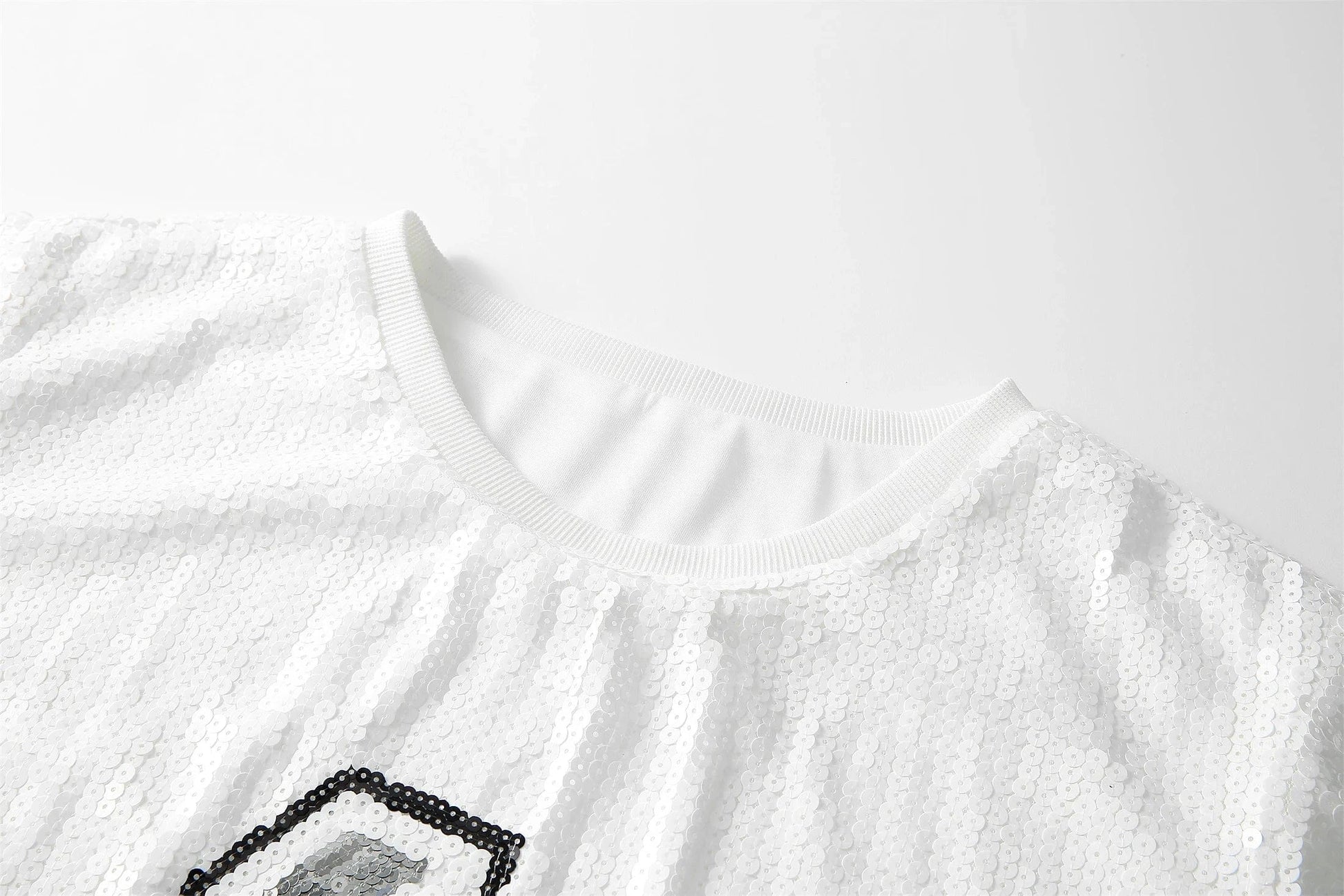 one size / White / knitted hot sale basketball Style Party Dresses Sequin Spurs fashion loose shirts Women sequins long t shirt