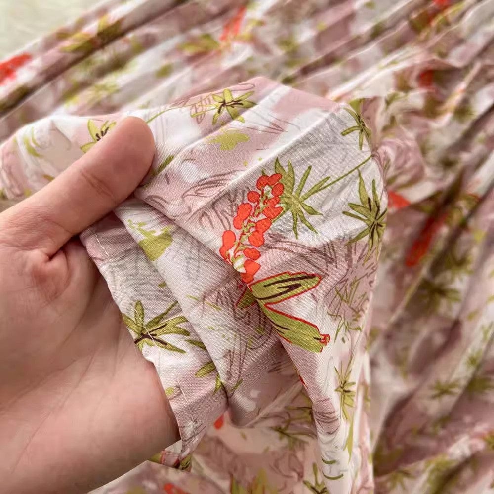 One size women's two-piece summer long sleeved Blazer waist closing floral suspender dress suit