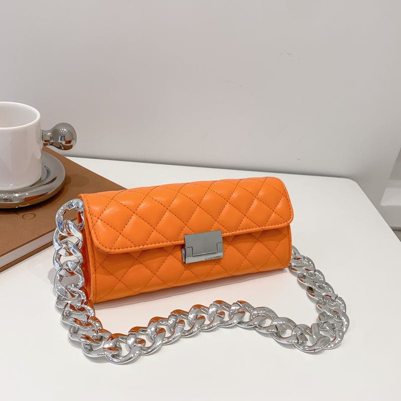 Orange Barrel Shape Ladies Handbags Women Bags Thick Chains Designer PU Leather Shoulder Bag Luxury Women Hand Bags 2022