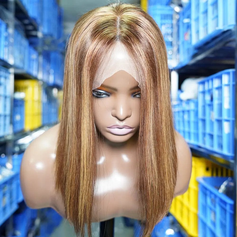 Orange Human Hair Wig Colored Short Bob