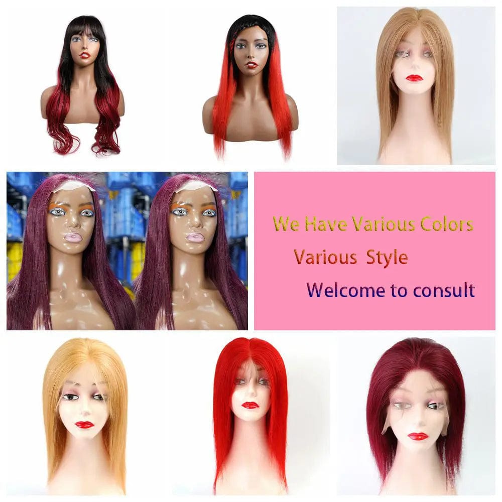 Orange Human Hair Wig Colored Short Bob