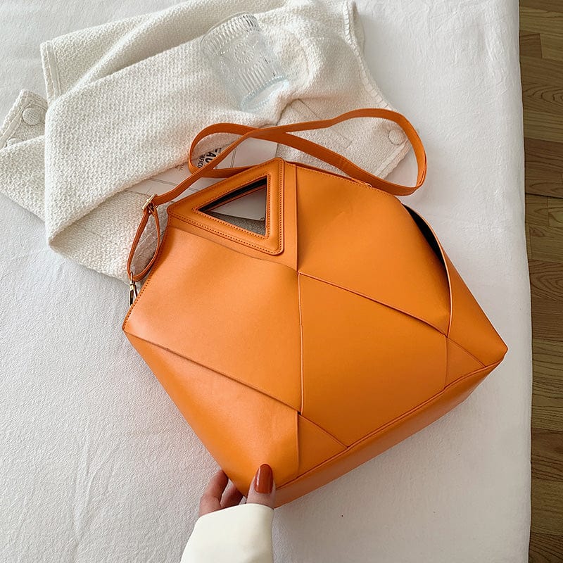 Orange Pu Leather New Fashion Ladies Shoulder Bags Weave Tote Bag Luxury Purses and Handbags Luxury Women 2022