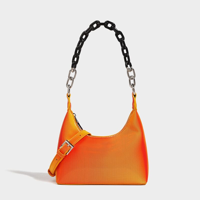 Orange Wholesale Customize Purses and Handbags Gradient Rainbow Shoulder Bags Crossbody Fashion Leather Half Moon Bags for Women 2022