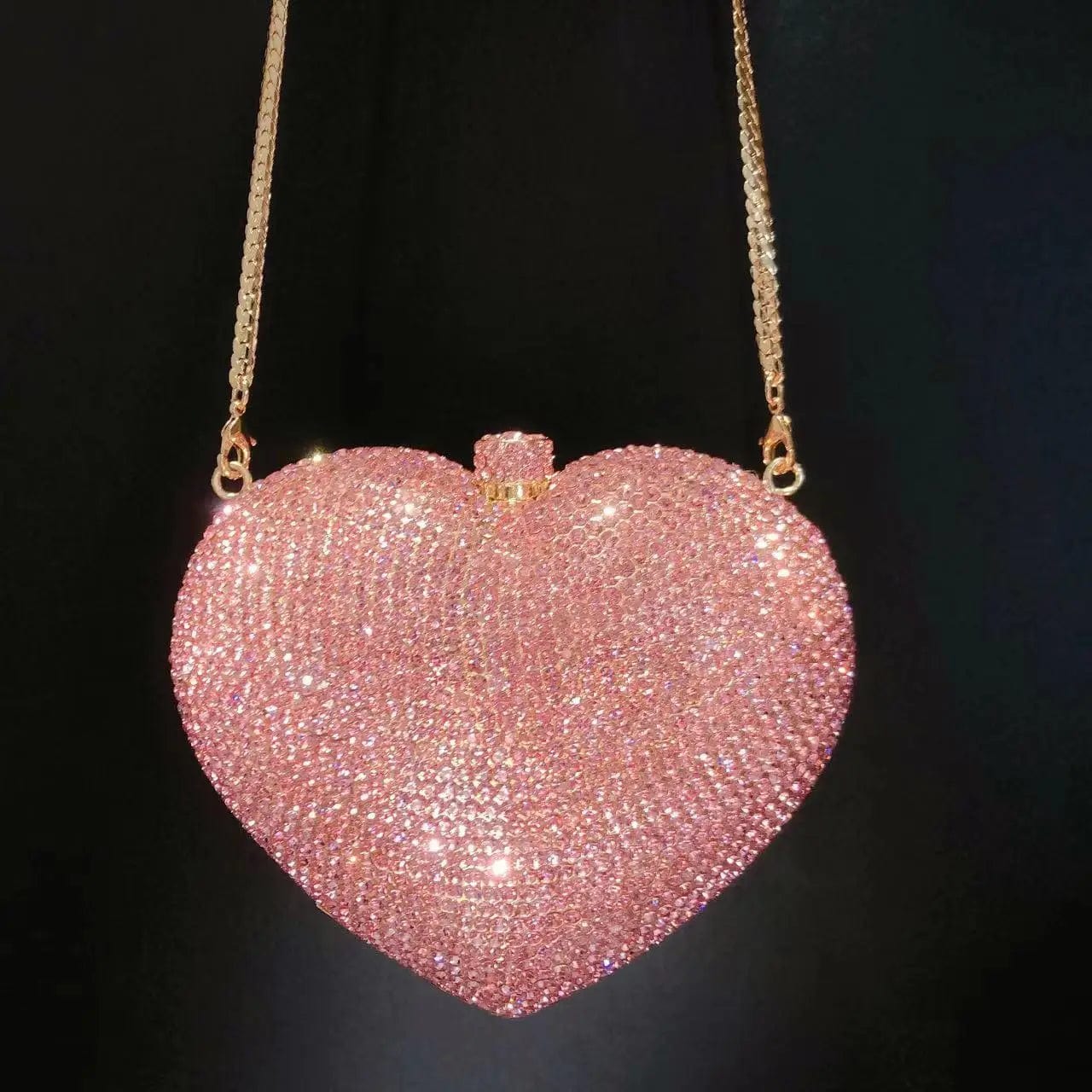 Original Factory Luxury Clutches Evening bags Pink Heart Rhinestone Bag Heart Shape Purse Crystal Handbag Party bags Women