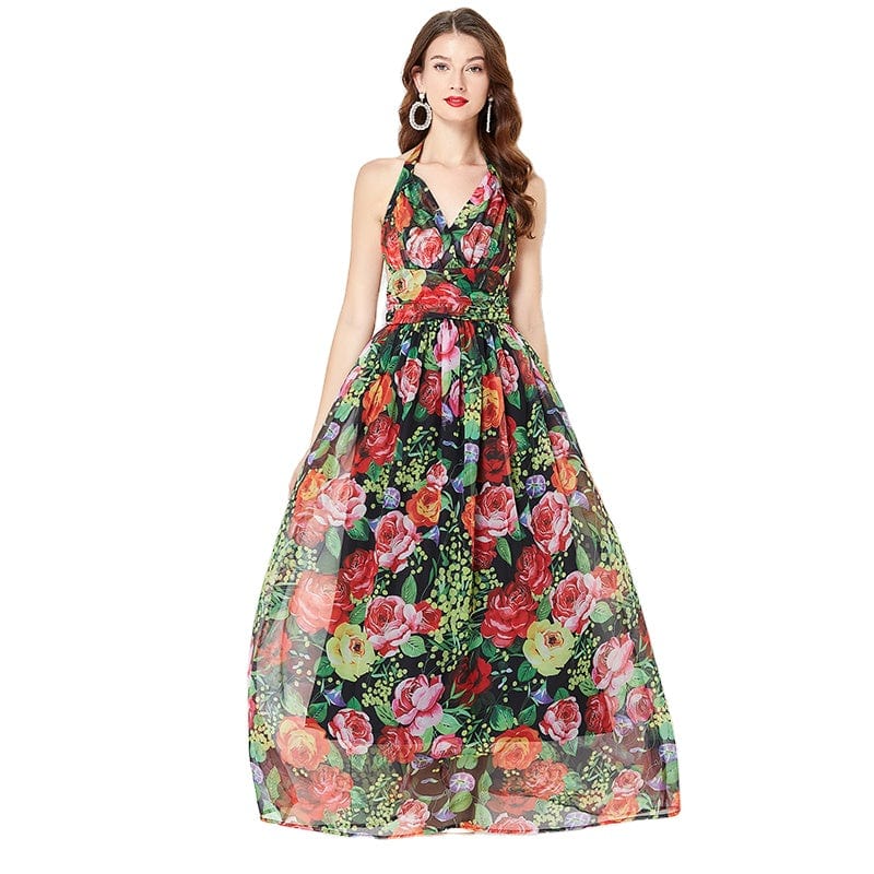OS478075 Europe and the United States sexy strapless backless high-waisted self-cultivation dress with a floor-length dress
