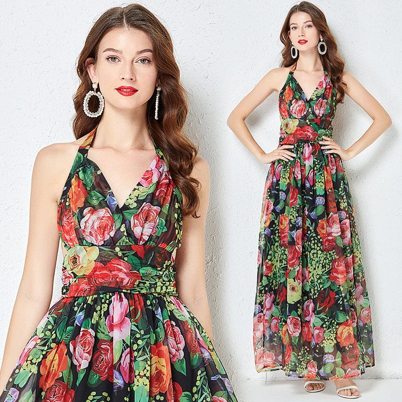 OS478075 Europe and the United States sexy strapless backless high-waisted self-cultivation dress with a floor-length dress