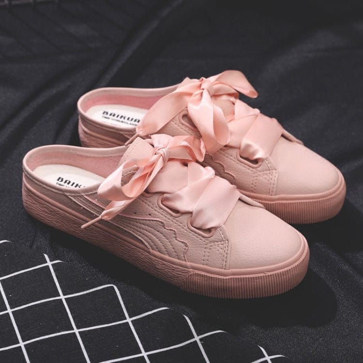 other / 40 / Pink Factory Price No Heel Ribbon White Shoes Women All-Match Sneakers