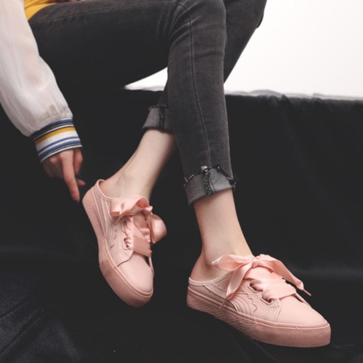 other / 40 / Pink Factory Price No Heel Ribbon White Shoes Women All-Match Sneakers