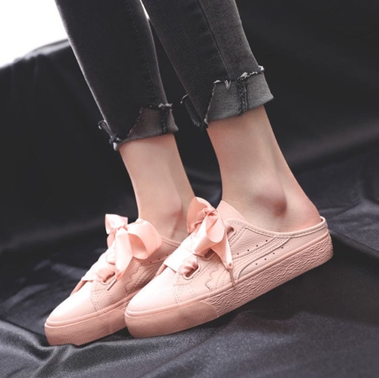 other / 40 / Pink Factory Price No Heel Ribbon White Shoes Women All-Match Sneakers