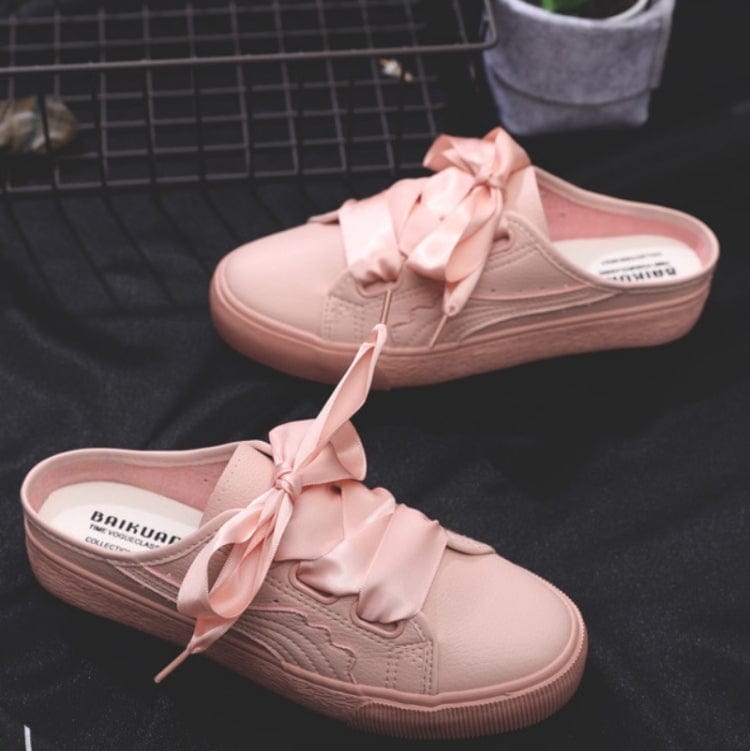 other / 40 / Pink Factory Price No Heel Ribbon White Shoes Women All-Match Sneakers