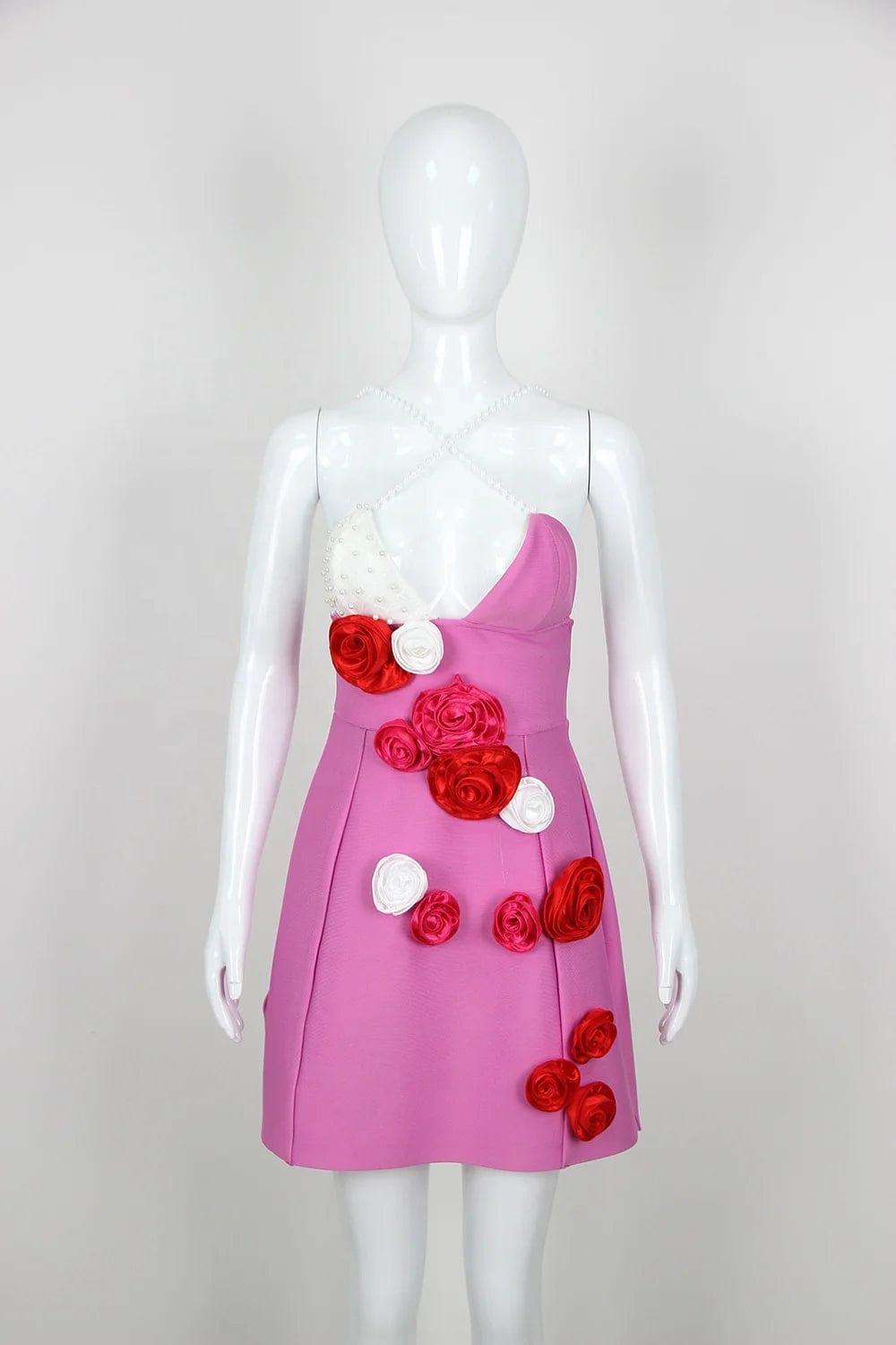 OUDINA Boutique Wholesale Clothing Fashion Pearl Sling Flower Short Lady Dress Bandage Dresses For Women