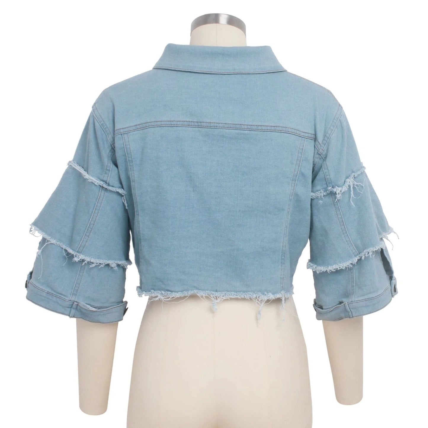 OUDINA European American Sexy Plus Size Crop Tops Denim Jean Jacket For Women Fashionable Short Top