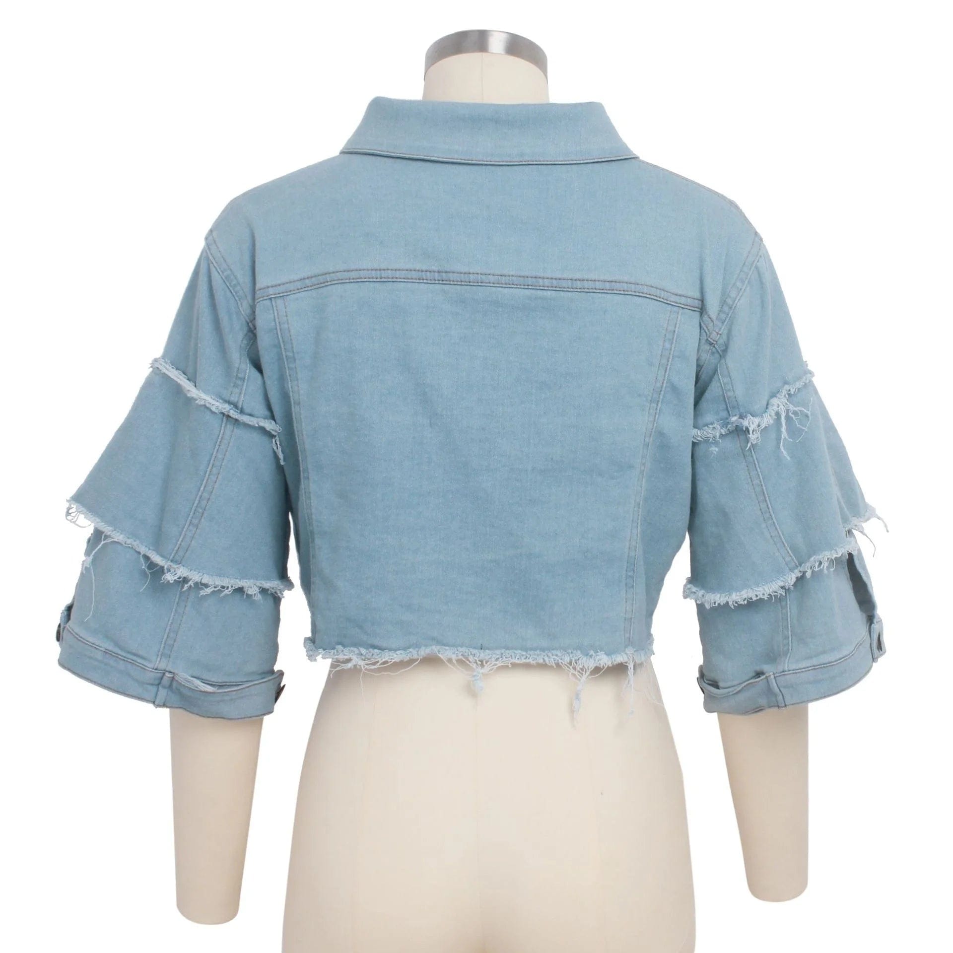 OUDINA European American Sexy Plus Size Crop Tops Denim Jean Jacket For Women Fashionable Short Top