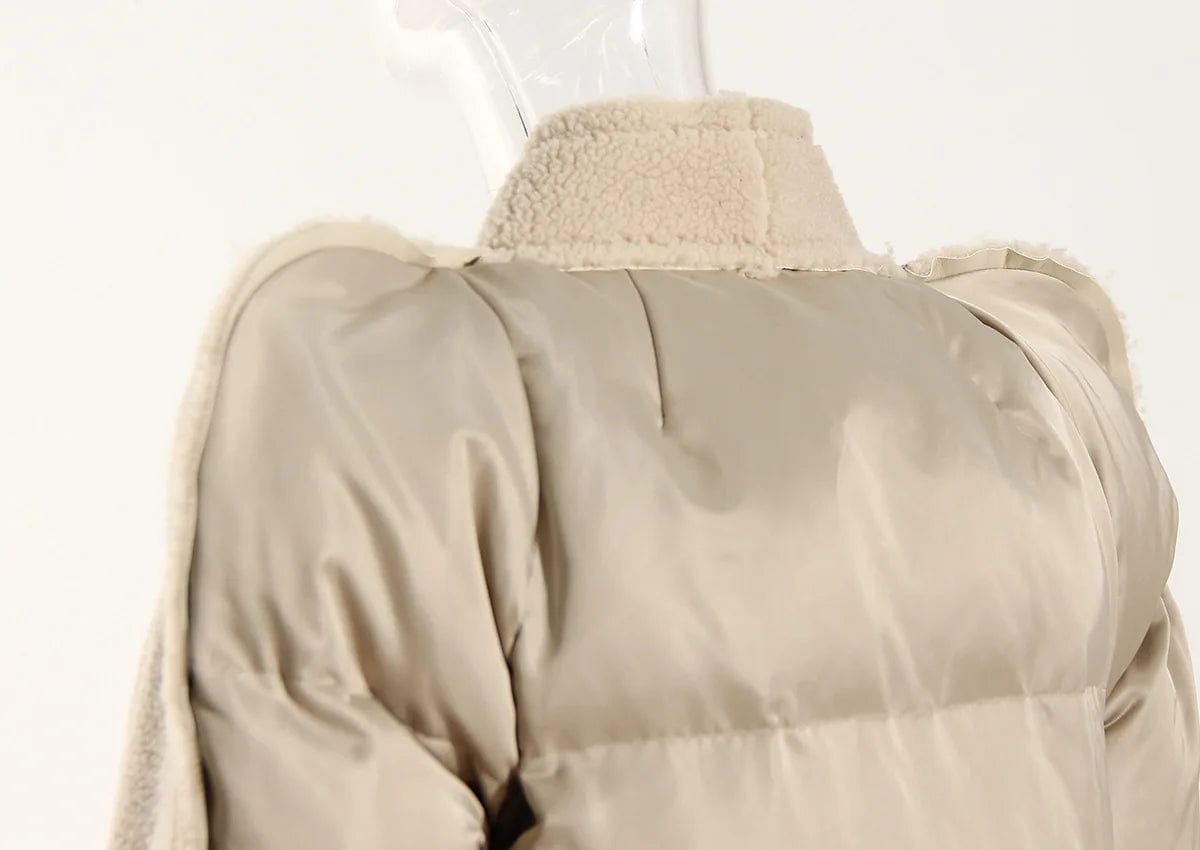 OUDINA Factory Wholesale Thick Quilted Coat Jacket Zipper Plush Lamb Wool Bomber Puffer Winter Jackets