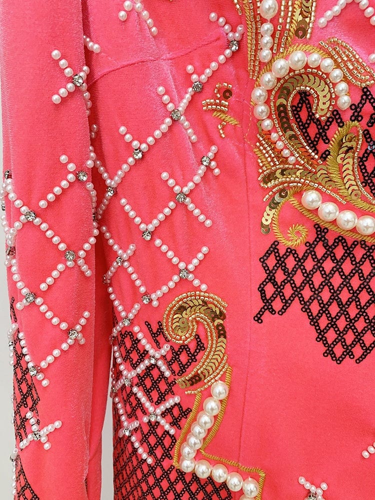 OUDINA Fashion Embroidery Beading Dress For Ladies Long Sleeve Sequin Elegant Dresses Women