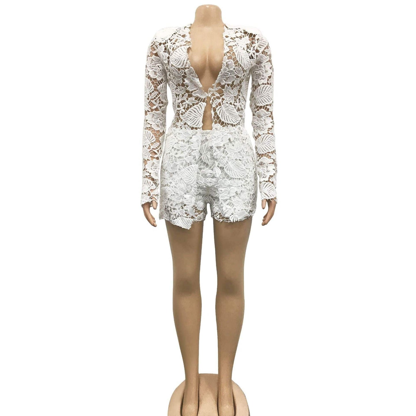 OUDINA Fashion Hollow Solid Color Shirt Shorts Sets For Two Piece Set Women Clothing