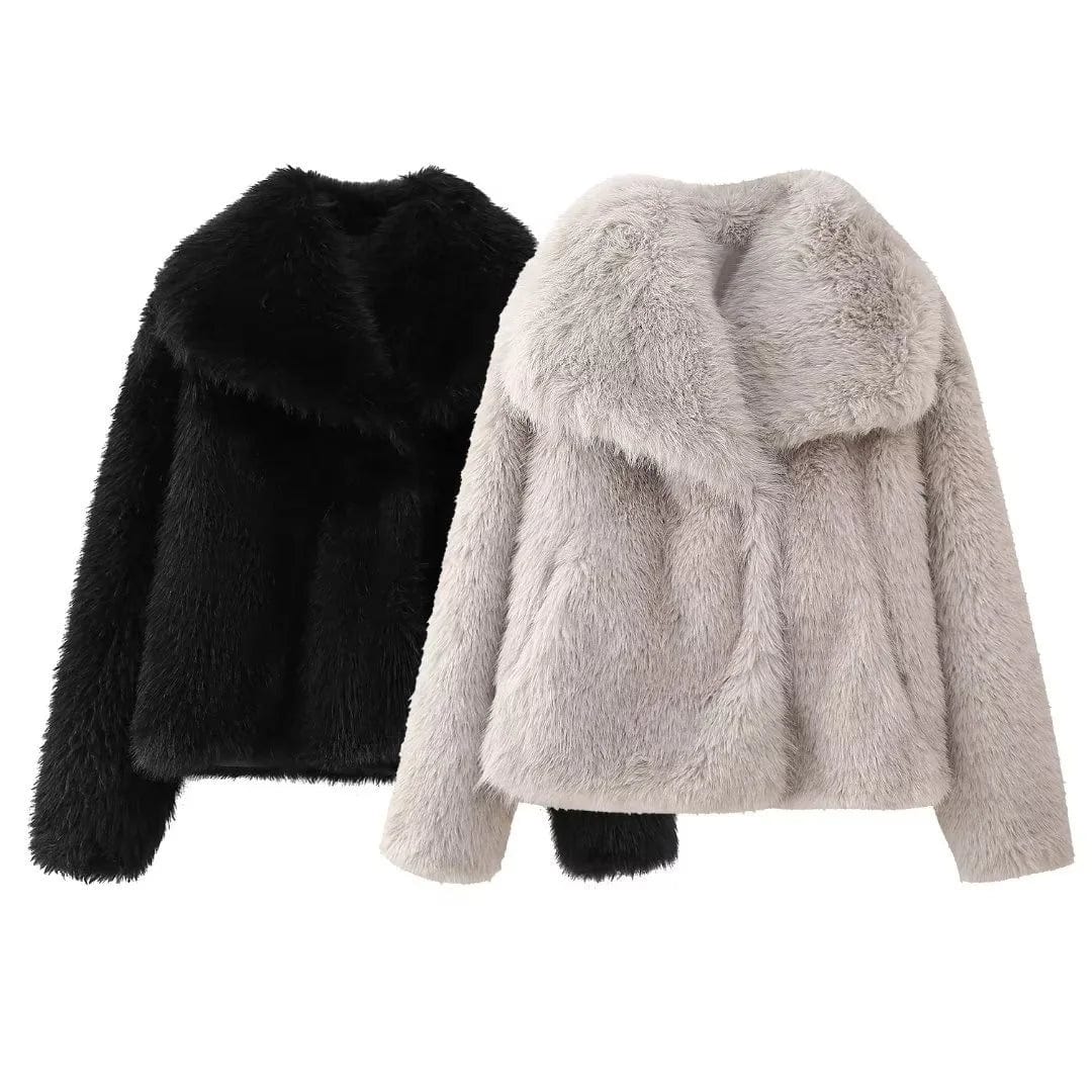 OUDINA Fashionable Outer Wear Winter Plush High Quality Fur Coats Faux Fur Coat Women