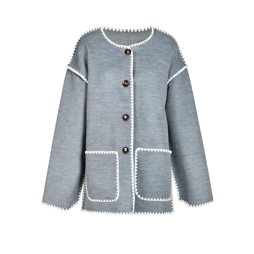 OUDINA French Style Double-sided Woolen Coat For Women Scarf Collar Tassel Cape Woman Jacket Winter Coat