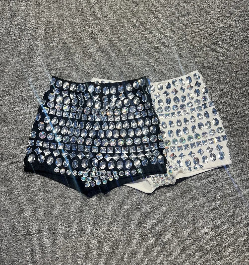OUDINA New Arrivals Diamond Women's Rhinestones Shiny Party Hot Shorts Party Sequin Biker Women Shorts