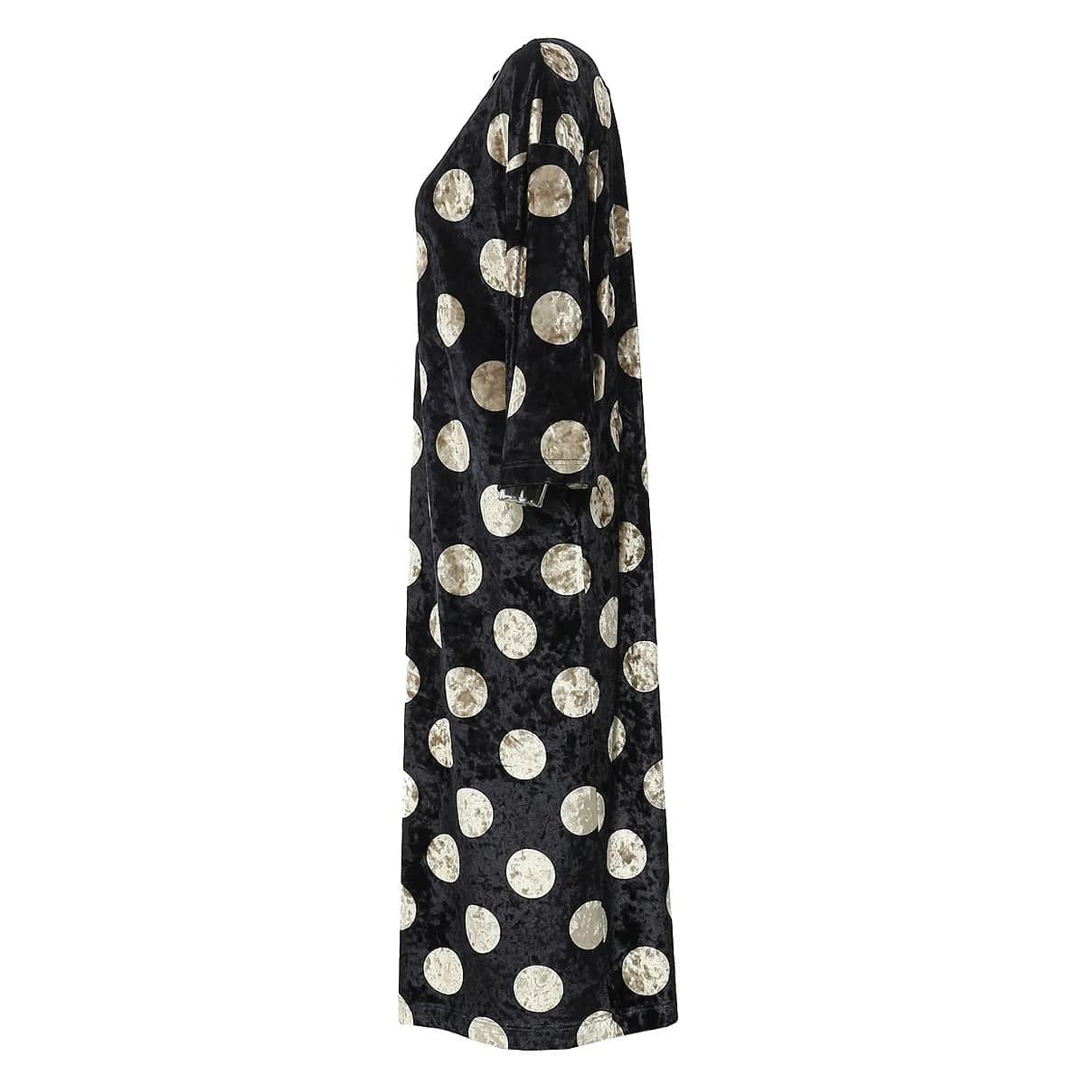 OUDINA New Arrivals Winter Diamond Loose Plus Size Dot Velvet Elegan Casual Long Dresses Women